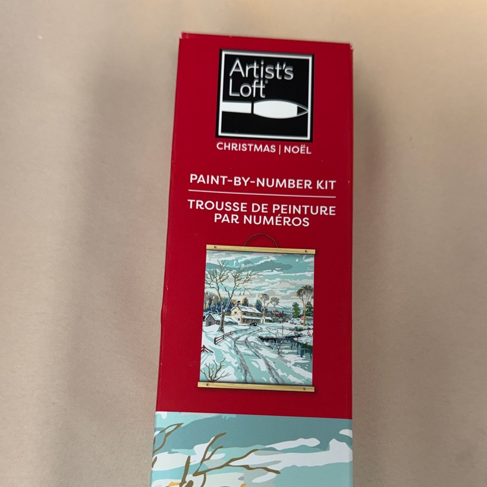 Artist's Loft Christmas Paint-by-Number Kit Snow driveway home frozen lake diy